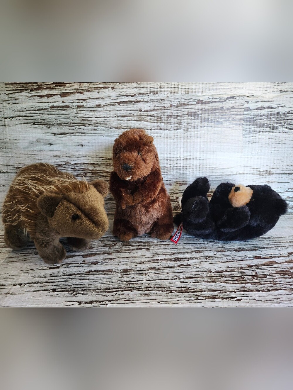 Douglas Plush Beaver, Bear, Porcupine